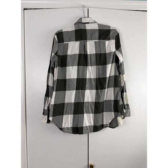 Old Navy Classic Shirt Womens Medium Green Buffalo Plaid Button Down Cotton - Picture 4 of 10